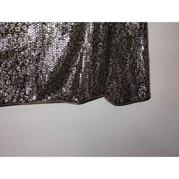 Kasper Evening Jacket Sz 18 Silver Sequined Leopard Print Open Front Glamcore Vt - Picture 10 of 12